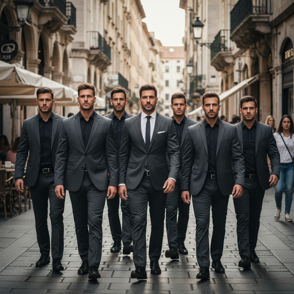 Professionelles Personenschutz-Team in europäischer Innenstadt